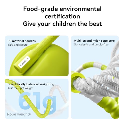 Skipping Rope, Adjustable Beaded Jump Rope with Double Bearing, Jump Rope for Kids at Home Schoel Gym,Tang-Free Flexible and Durable Jumping Ropes for Fitness - color: Green
