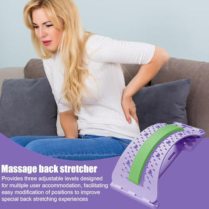 Lower Back Massager - 3-Level Adjustable Lower Back Stretcher | Non-Slip Lumbar Massager | Baack Arch Stretcher | Spine Stretccher for Body Recovery Muscle Release Yoga Workout Fitness - color: Purrple