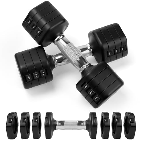 Adjustable Dumbbell Set of 2, Total 20 LB Pair (4,6,8,10 LB) - color: Black