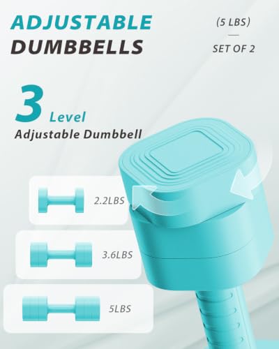 Ragebby Adjustable Dumbbell Set of 2, Weights for Men and Women at Home - color: MINT BLUE, style: 10LB(5LB Pair)