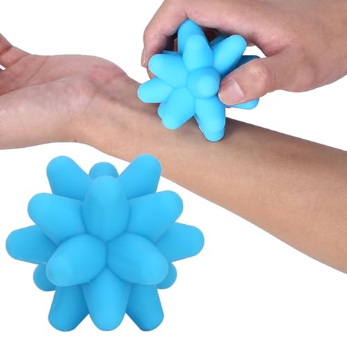 1PCS Spiky Massage Ball, 80mm Silicone Trigger Point Massage Ball, Blue Fascia Balls for Reaction Training, Massage