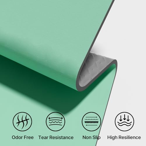 ILILI Suede TPE Yoga Mat, 10mm Thick, 76" x 28" Extra Long with Strap - color: Green