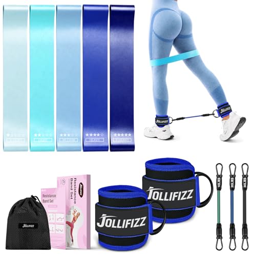 Ankle Resistance Bands with Cuffs &Booty Bands Set,Ankle Straps for Cable Machines for Leg,Booty,Glute,Hip,Butt,Workout Home Gym Equipment,Exercise Bands for Fitness,Yoga,Physical Therapy
