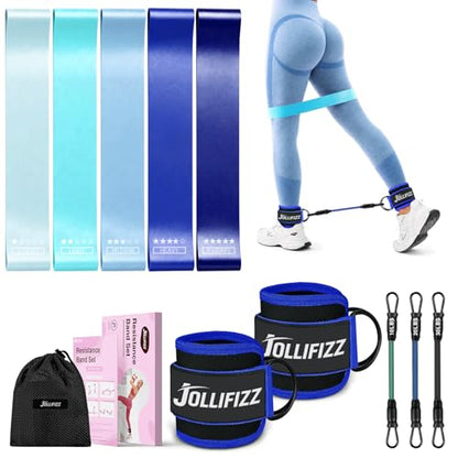 Ankle Resistance Bands with Cuffs &Booty Bands Set,Ankle Straps for Cable Machines for Leg,Booty,Glute,Hip,Butt,Workout Home Gym Equipment,Exercise Bands for Fitness,Yoga,Physical Therapy