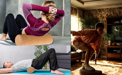 Foam Roller Physical Therapy/Natural Eco-Friendly Cork Roller,High-Density deep Tissue Massage Roller,Forcefully Relax Muscles,Stretching Roller Yoga & Travel Friendly (12 * 4 Inch)