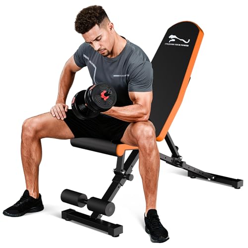 GarveeLife Adjustable Weight Bench, 800 LB Capacity Heavy Duty Workout Bench Press Decline/Flat/Incline for Home Gym Strength Training, Full Body Workout, Quick Fold Space Saving