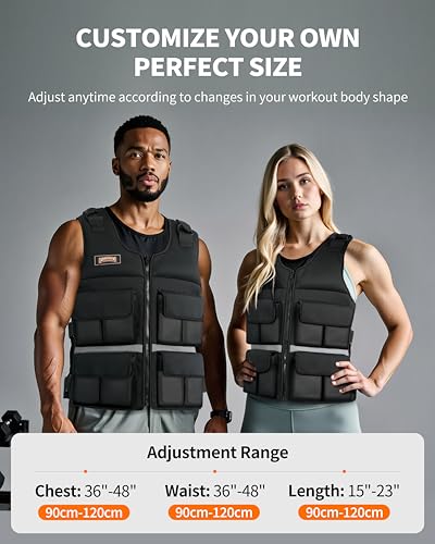 Adjustable Weighted Vest with Shoulder Pads - Adjustable Size & Weight - 10/15/20/30/40/50/80lbs Body Weight Vest for Men & Women - color: B.20 LB