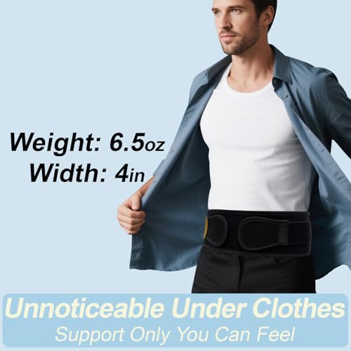 cybryeh Thin & Lightweight Back Brace for Lower Back Pain Relief – Slim, Breathable Back Support Brace for Sciatica, Herniated Disc – Adjustable Lumbar Support Belt for Men & Women, All Day Comfort - size: M(Waist:32''-42'')