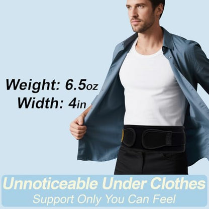 cybryeh Thin & Lightweight Back Brace for Lower Back Pain Relief – Slim, Breathable Back Support Brace for Sciatica, Herniated Disc – Adjustable Lumbar Support Belt for Men & Women, All Day Comfort - size: M(Waist:32''-42'')