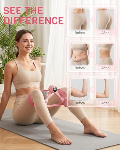 Thigh Trainer for Women with 3 Resistance Bands, Inner Thigh Exerciser with Screen, Pelvic Floor Exercise Device, Kegel Exerciser for Pelvic Strengthening, Home Workout Equipment