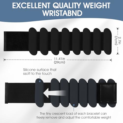 Wrist Weights, 2Pcs Wearable Wrist Ankle Weights for Women and Men, Adjustable Silicone Bracelets Suitable for Walking, Yoga, and Gym, Arm & Leg Workout, 2lb - color: Black