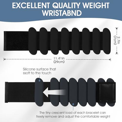 Wrist Weights, 2Pcs Wearable Wrist Ankle Weights for Women and Men, Adjustable Silicone Bracelets Suitable for Walking, Yoga, and Gym, Arm & Leg Workout, 2lb - color: Black