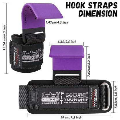 Weight Lifting Rod Hooks Heavy Duty Wrist Wraps Power Weight Lifting Training Gym Grips Straps Set of 2 - color: Purple 1, size: WOMEN-Wrist Size Small/Medium
