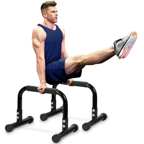 Push Up Bar, 12 Inch High Non-Slip Parallettes Bars & Dip Bars With Foam Handles, Heavy-Duty No Wobbling Calisthenics Equipment For Handstand, L-Sit, Gymnastics, Strength Training Home Gym Use - color: Black