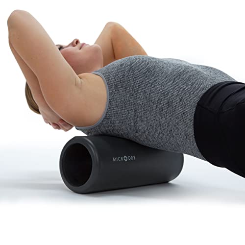 MICRODRY Deluxe Fitness Foam Back Roller for Muscle Relief, Roller for Yoga, Stretching, Deep Tissue Firm Massage & Trigger Point Release, Exercise Workout at Home or Gym, 13x5.3, Dark Grey