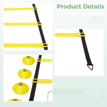 Agility Ladder Training Set, 19.7 ft 6 Meters, 12 Rung Speed Ladder with 10 Soccer Cones and Carry Bag, Soccer Training Equipment for Agility, Speed, and Coordination Drills