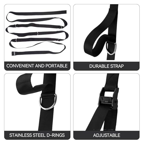 Door Anchor Strap for Resistance Bands - Multi-Point Door Gym Attachment with 5 Stainless Steel D-Rings - Adjustable Home Fitness Equipment for Full Body Workout & Strength Training