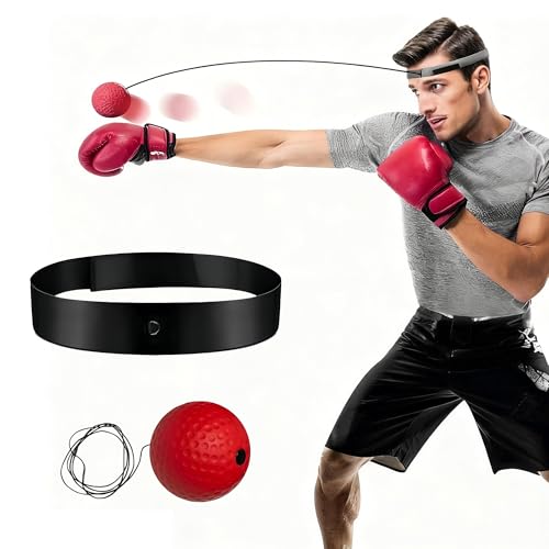 Boxing Reflex Ball Headband Set - Includes 1 Ball and 1 Adjustable Headbands for Beginner Proficiency Improvement,Great Boxing Equipment Fun Fitness for All Ages