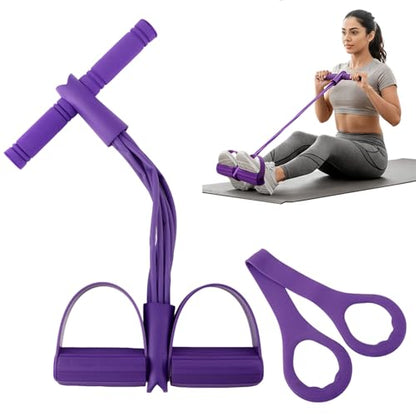 21 Fitness Resistance Bands-6 Tube Pedal Ankle Puller, Multifunction Tension Rope, Pedal Resistance Band with Handle Sit Up Exercise Equipment Home Gym Tummy Trainer for Men Women (Size:8 Tube)