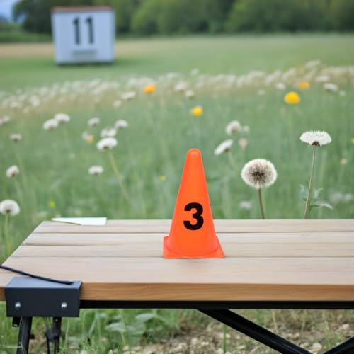 balacoo 8pcs Soccer Training Cones and Markers Set with Numbers 23cm Orange Disc Agility Cones for Speed Coordination Football Field Drills and Athletic Practice