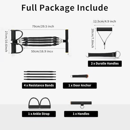 Multifunction Tension Rope, 2 Tubes Stretch Yoga Pedal Tension Strap, Adjustable Resistance, Tension Rope Fitness Equipment - color: Black