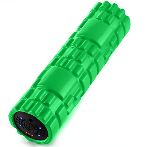 Electric Vibrating Rechargeable Foam Roller - 4 Intensity Levels for Firm Battery-Powered Deep Tissue Recovery, Training, Massage - Therapeutic Back and Muscle Massage Roller