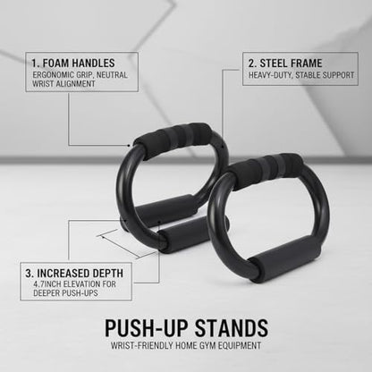 S-Shape Push Up Stands with Foam Grips, Steel Frame for Home Gym Workouts (1 Pair)