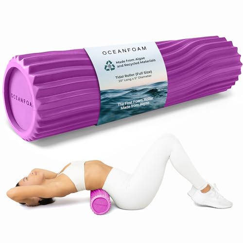 Tidal Roller - Magenta - Muscle Massage Foam Roller for Back Pain & Stretching - Firm and Ergonomic Wide Wave Textured - Yoga, Athletics, & Wellness - Full Size, 20" x 5" - color: Magenta
