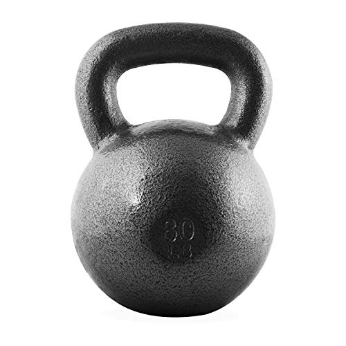 WF Athletic Supply Hammerstone Painted Cast Iron Kettlebells, Home & Gym Equipment, Great for Strength Training, Full Body Workout & Crossfit Training, Color & Size Options Available in 10-80 Pounds - color: o. 80lb - Black