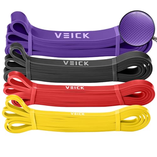 VEICK Pull Up Resistance Bands Set, Heavy Stretch Workout Bands, Fitness Assistance Bands for Men Women, Portable Exercise Equipment for Home Gym Office Travel - color: Purple/Black/Red/Yellow Set of 4 (0.3-1.1in)