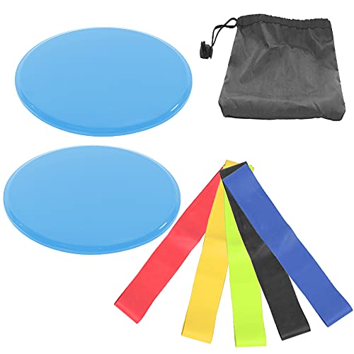 Fitness Sliding Disc Workout Equipment Core Slider Exercise Training Disks for Home Gym Street Workout ABS Material Pink Black Red Blue Green Orange 2 Pack - color: Blue sliding basin + five-piece set + cloth bag