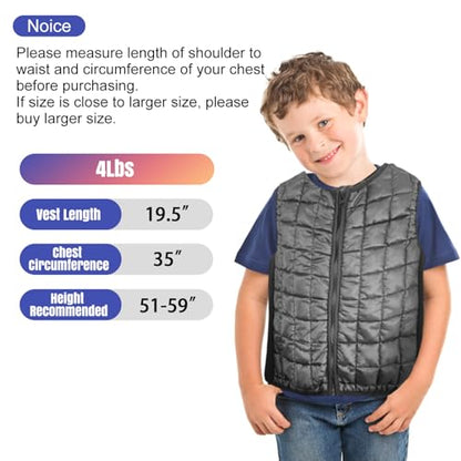 Weighted Vest for Kids, Sensory Support for Children with 2lb Weights, Breathable & Washable for Active Play (Grey) - size: Large(Ages 9-13)