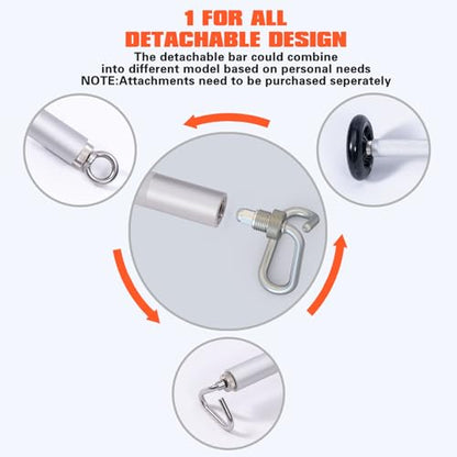 Aluminum Resistance Band Bar, 3-Section Detachable Heavy Duty Workout Bar for Resistance Band Exercises, Strength Training, and Home Gym (Metal Bar-Enlarged Hooks)