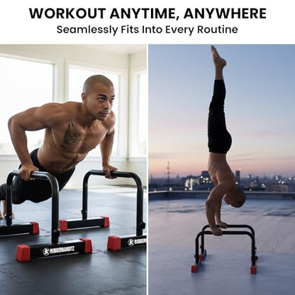 Parallette, Parallel Bars & Dip Station, Home Gym Essentials for L-Sit, Calisthenics, and Upper Body Workouts, Heavy Duty Ideal for Push Ups, Dips, Handstands & Gymnastics | Pack 1