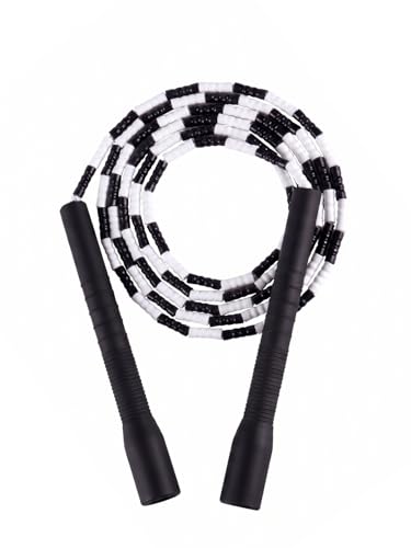 YUEDONG Soft Beaded Jump Rope for Teens & Adults, World Champion Luke Boon Collaboration, Adjustable Freestyle Jump Rope with 20cm Long Handles, Tangle-Free TPU Beads for Rhythm Training, Fitness Workout & Tricks