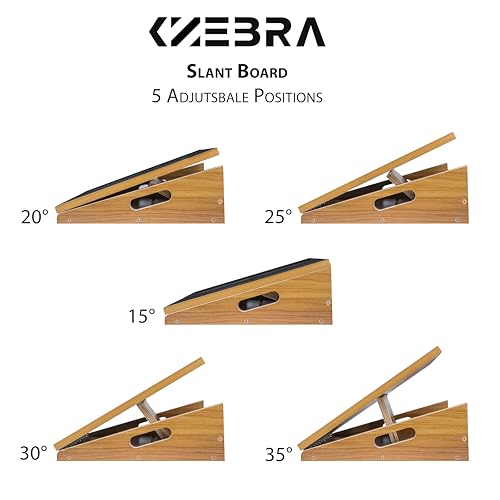 Professional Wooden Slant Board, 5 Positions Adjustable Slant Board for Calf Stretching Squats Incline Board and Calf Stretcher, Slant Squat Board for Knees Ankle Heel Feet Leg
