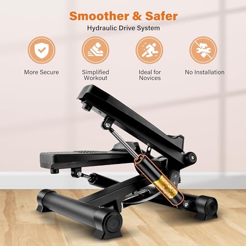 YSSOA Mini Stepper with Resistance Band - color: Black