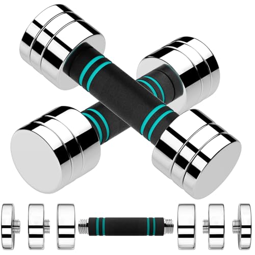 LIFERUN Steel Adjustable Dumbbell Set of 2, 5/10/15lb Free Weights Dumbbells Set, Non-Slip and Comfortable Foam Handle, Adjustable Dumbbells Weights Set for Home Gym Office Exercise - style: 5lbx2