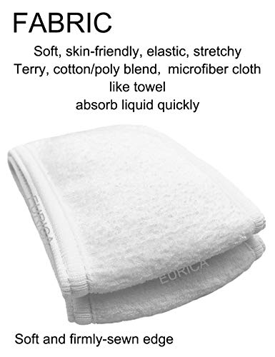 Spa Headband Sweat Towel Wrap Non-Slip Stretchable Washable for Face Wash, Facial Treatment, Sports (White 5pcs)