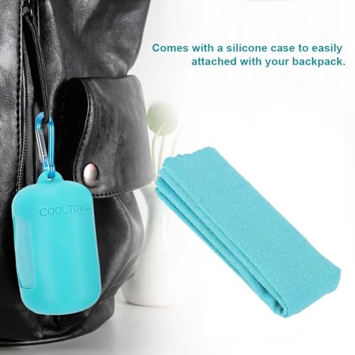 Microfiber Cooling Towel with Silicone Case Breathable and Absorbent Quick-Dry Sport Towel for Gym, Running & Travel(Blue) - color: Blue