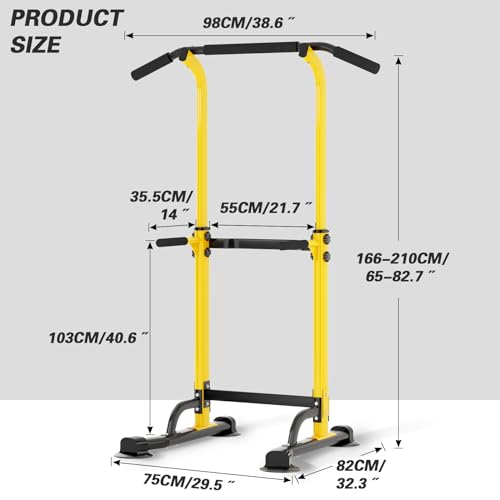 soges Power Tower Pull Up Bar Station, Free Standing Pull Up Rack Dip Station for Home Gym, Height Adjustable Home Strength Training Fitness Workout Equipment