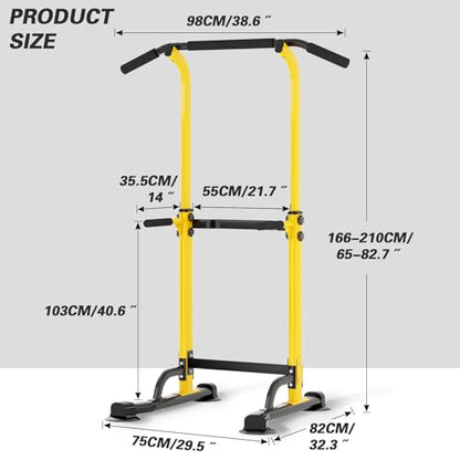 soges Power Tower Pull Up Bar Station, Free Standing Pull Up Rack Dip Station for Home Gym, Height Adjustable Home Strength Training Fitness Workout Equipment