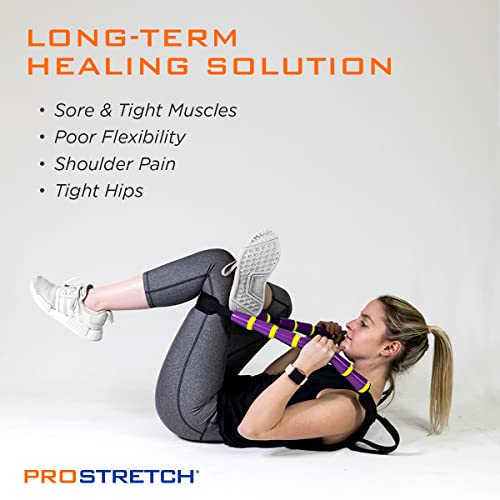 ProStretch StretchRite, Physical Therapy Stretching Strap with Grip Handles for Sore and Tight Muscles, Includes Instruction Guide, Purple/Yellow - color: Purple/Yellow