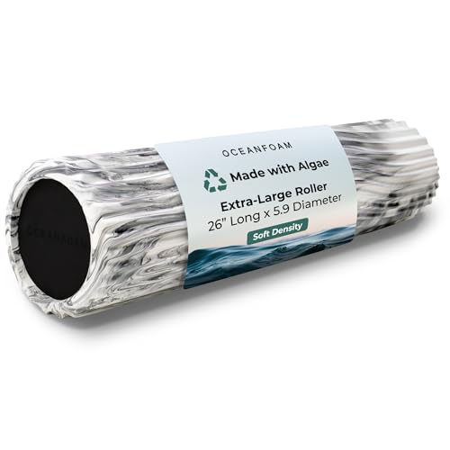 Tsunami Roller (Black Marbled) - Extra-Large, 26" x 5.9" - Soft, Textured Foam Roller for Physical Therapy, Back Pain, Exercise & Stretching - Wave Textured - Yoga, Athletics, & Wellness - color: Black Marbled