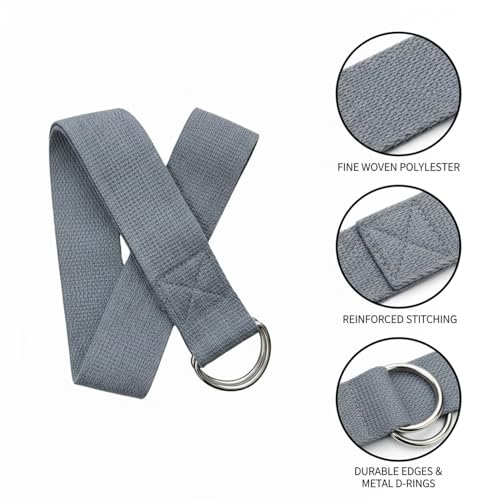 Yoga Stretch Strap, Polyester Exercise Strap for Flexibility Training and Assisted Stretches (1 PC) - color: Dark Gray