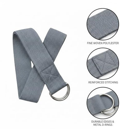 Yoga Stretch Strap, Polyester Exercise Strap for Flexibility Training and Assisted Stretches (1 PC) - color: Dark Gray