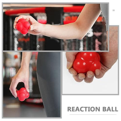 Hemoton Hexagonal Reaction Ball for Hand Eye Coordination Training, Red Large 68mm Silicone Agility Fitness Ball for Indoor Speed and Reflex Exercise