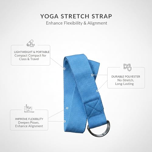 Yoga Stretch Strap, Polyester Exercise Strap for Flexibility Training and Assisted Stretches (1 PC) - color: Blue