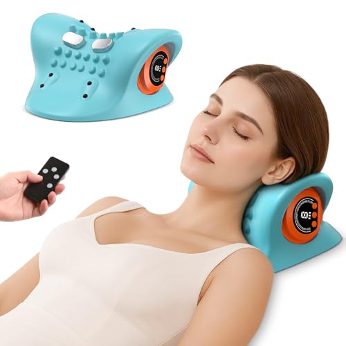 Neck Massager 2026 Portable Neck Traction Device,Cervical with Heating & Vibration–Relieve Muscle Tension,4-in-1 Neck Customizable Massage Modes with Wireless Remote Control