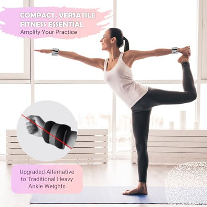 Wrist Ankle Weights for Women, Soft Silicone Wrist Weights Set of 2 for Walking, Pilates, Yoga, Barre & Strength Training, Weighted Bangles with Secure Non-Slip Fit for Arm & Leg Workouts, 2 lb / 4 lb